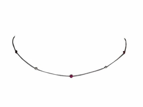 Alberto Juan 14 kt White Gold Ruby and White Sapphire Eternity Necklace - 3