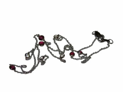 Alberto Juan 14 kt White Gold Ruby and White Sapphire Eternity Necklace - 5