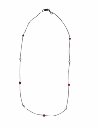 Alberto Juan 14 kt White Gold Ruby and White Sapphire Eternity Necklace - 6