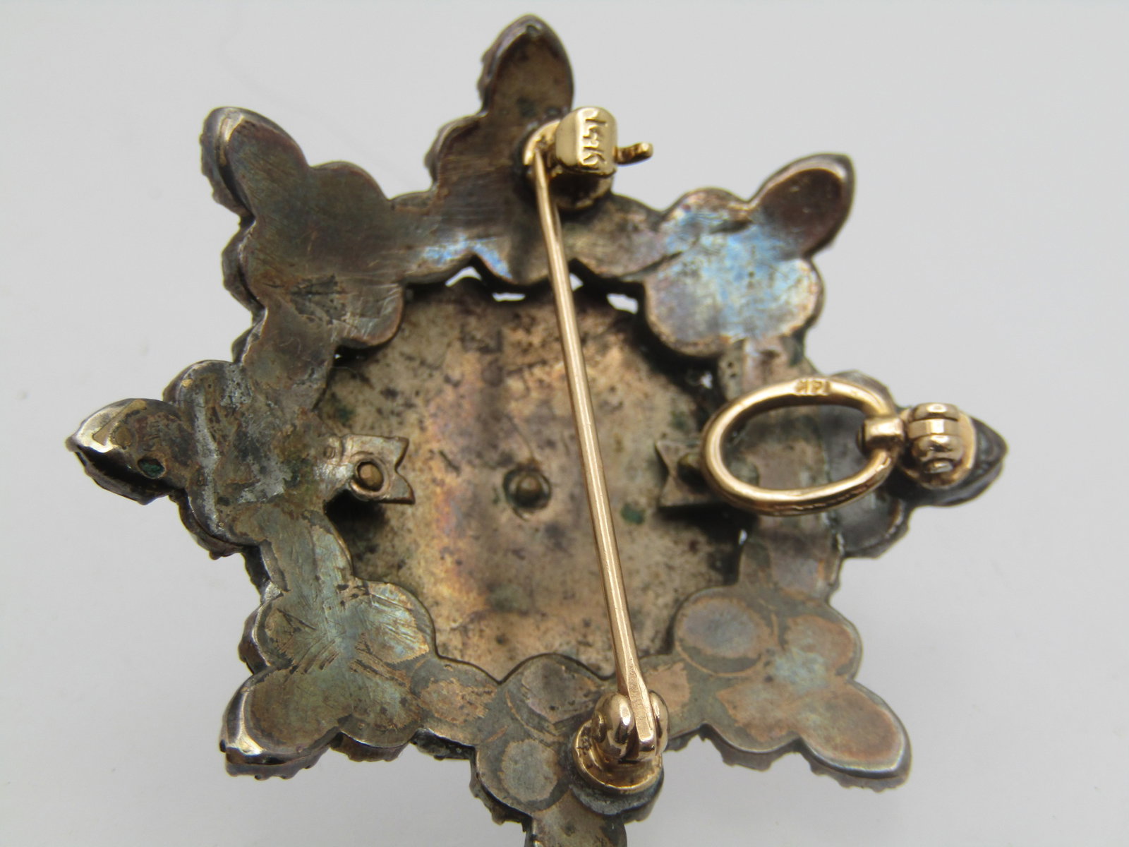 Antique 14kt Bohemian Garnet Brooch/Pendant, Star Shaped, Early 1900's - 4