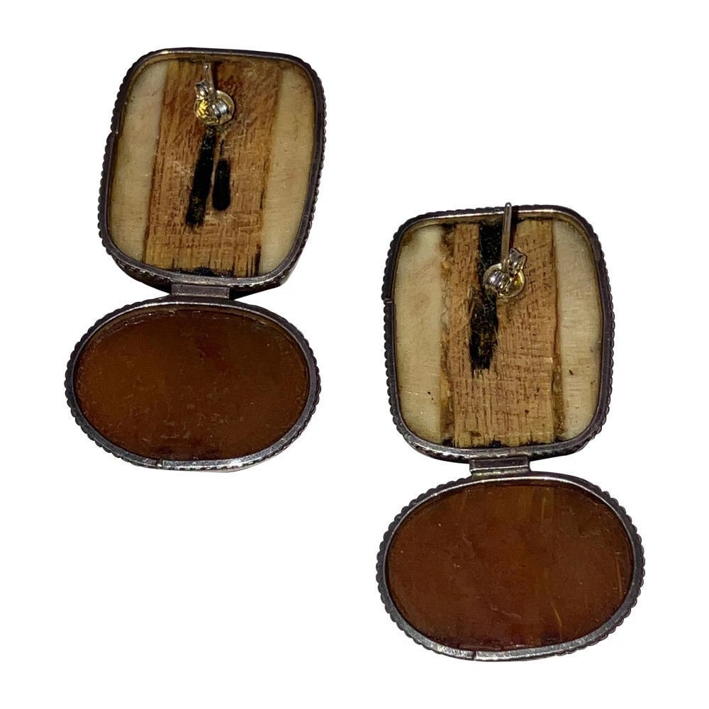 Sterling Dyed Water Buffalo Bone Cherry Amber Earrings - 7