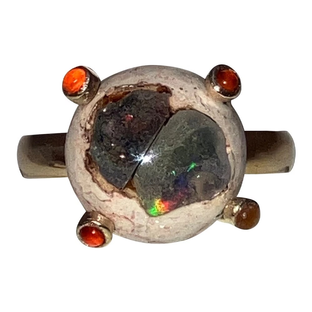 Alberto Juan Mexican Fire Opal Carnelian Hand Made Futuristic Cocktail Ring (1 of 8)