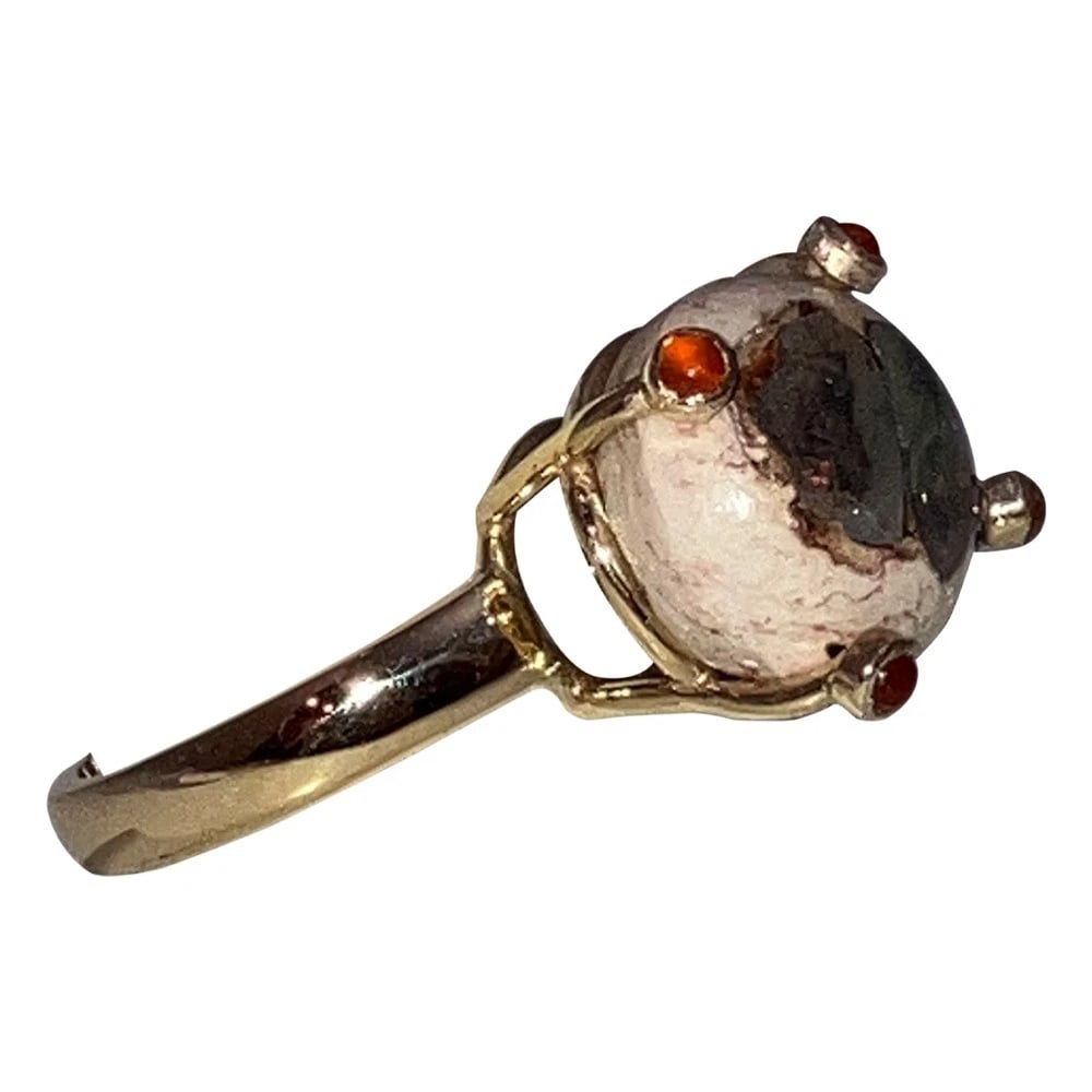 Alberto Juan Mexican Fire Opal Carnelian Hand Made Futuristic Cocktail Ring - 3