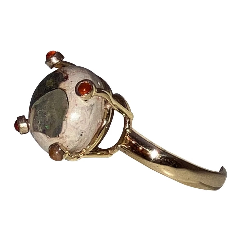 Alberto Juan Mexican Fire Opal Carnelian Hand Made Futuristic Cocktail Ring - 4