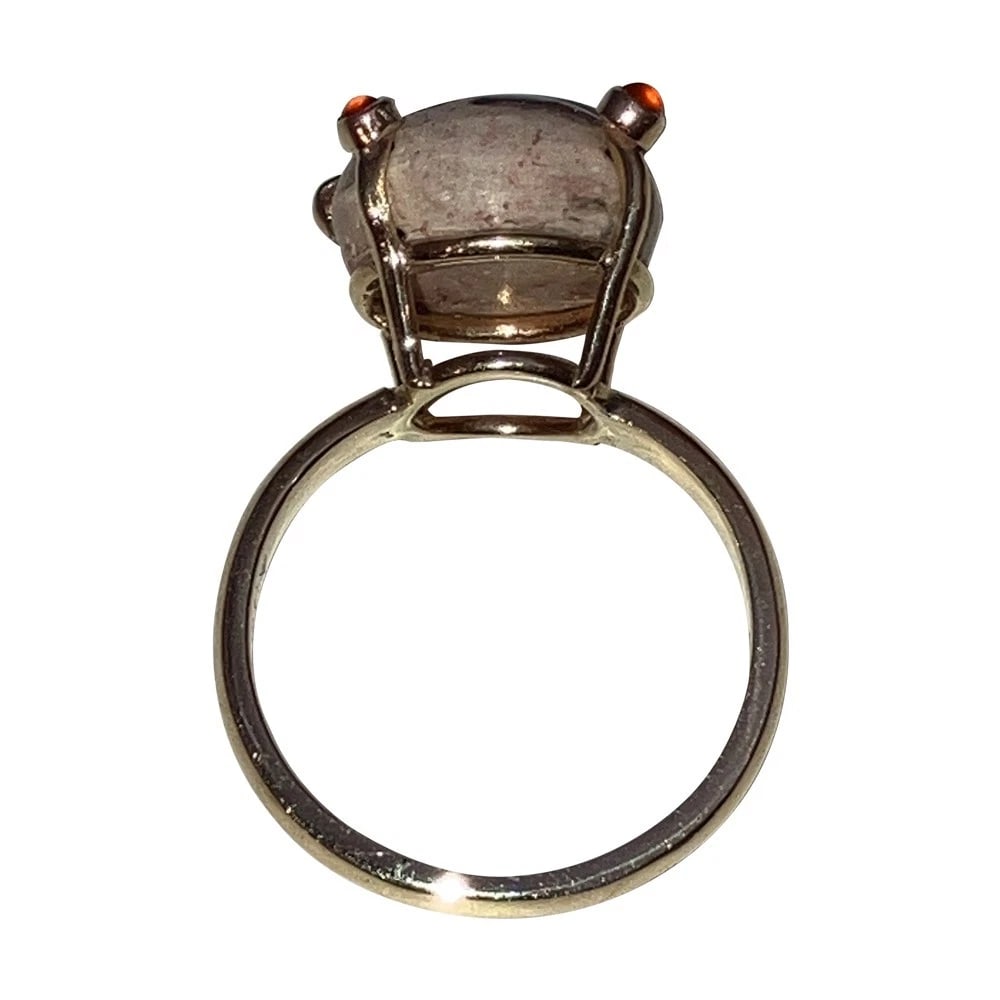 Alberto Juan Mexican Fire Opal Carnelian Hand Made Futuristic Cocktail Ring - 6