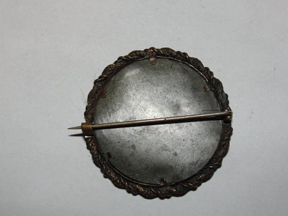 Brass Victorian Round Mourning Hair Pin - 3