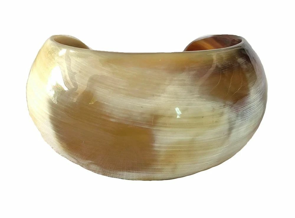 Hand Made Artisan New Textured Cow Horn Cuff Bracelet - 2