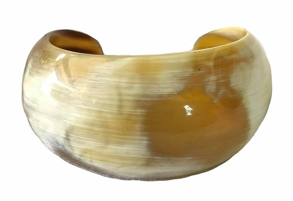 Hand Made Artisan New Textured Cow Horn Cuff Bracelet - 3