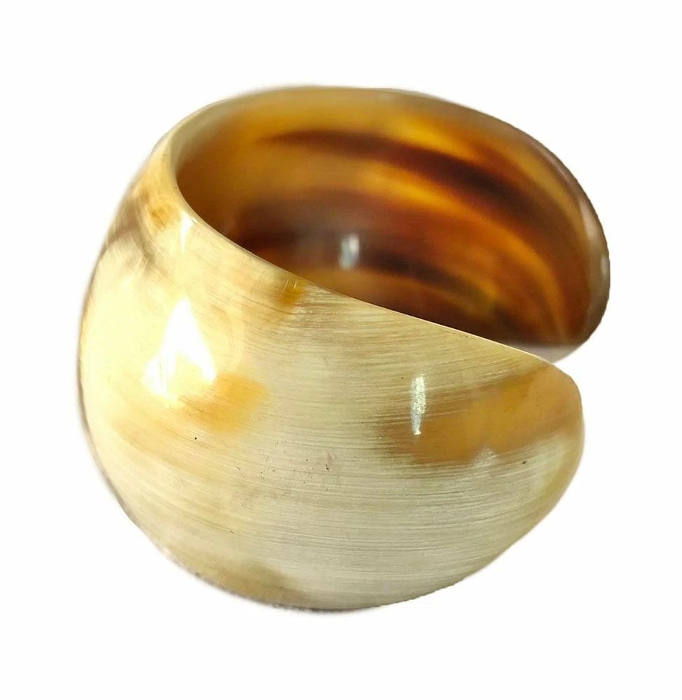 Hand Made Artisan New Textured Cow Horn Cuff Bracelet - 4