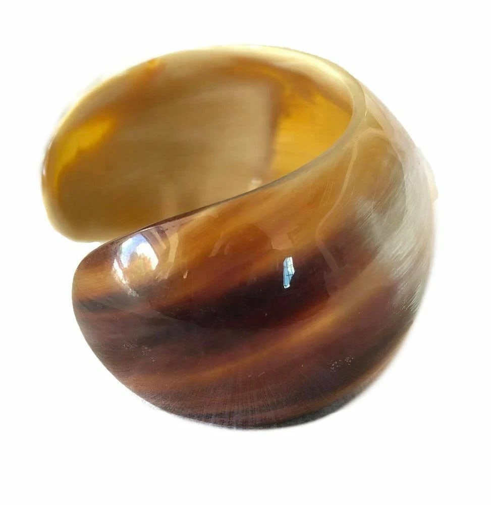 Hand Made Artisan New Textured Cow Horn Cuff Bracelet - 5