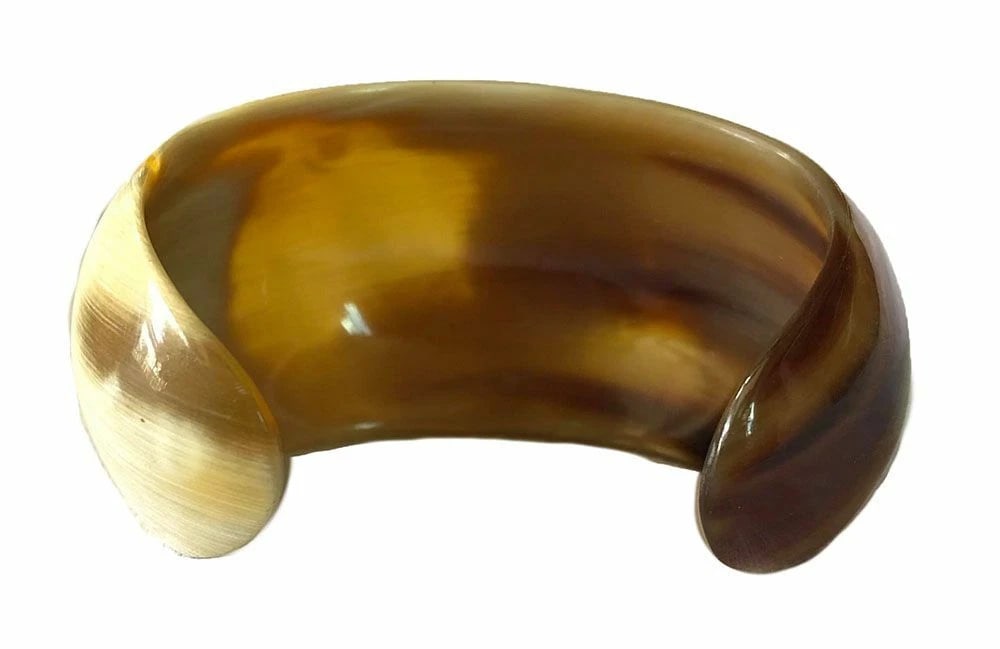 Hand Made Artisan New Textured Cow Horn Cuff Bracelet - 6
