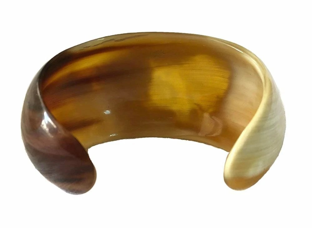 Hand Made Artisan New Textured Cow Horn Cuff Bracelet - 7