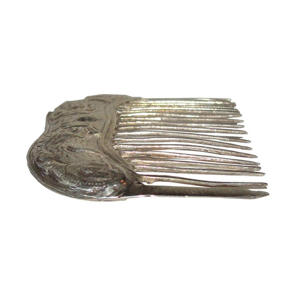 Small Antique Sterling Silver Inspired Chinese Dragon Hair Comb Alberto Juan - 3
