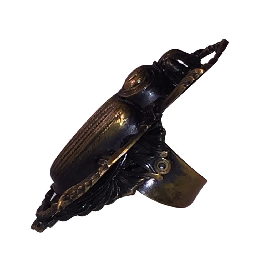 Kim Brass Egyptian Revival Inspired Scarab Statement Ring - 3