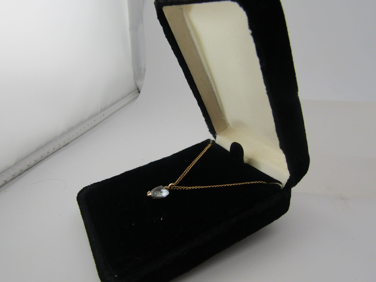 14KT Yellow Gold Blue Topaz Heart Pendant on 18", 1960's-1970's - 2