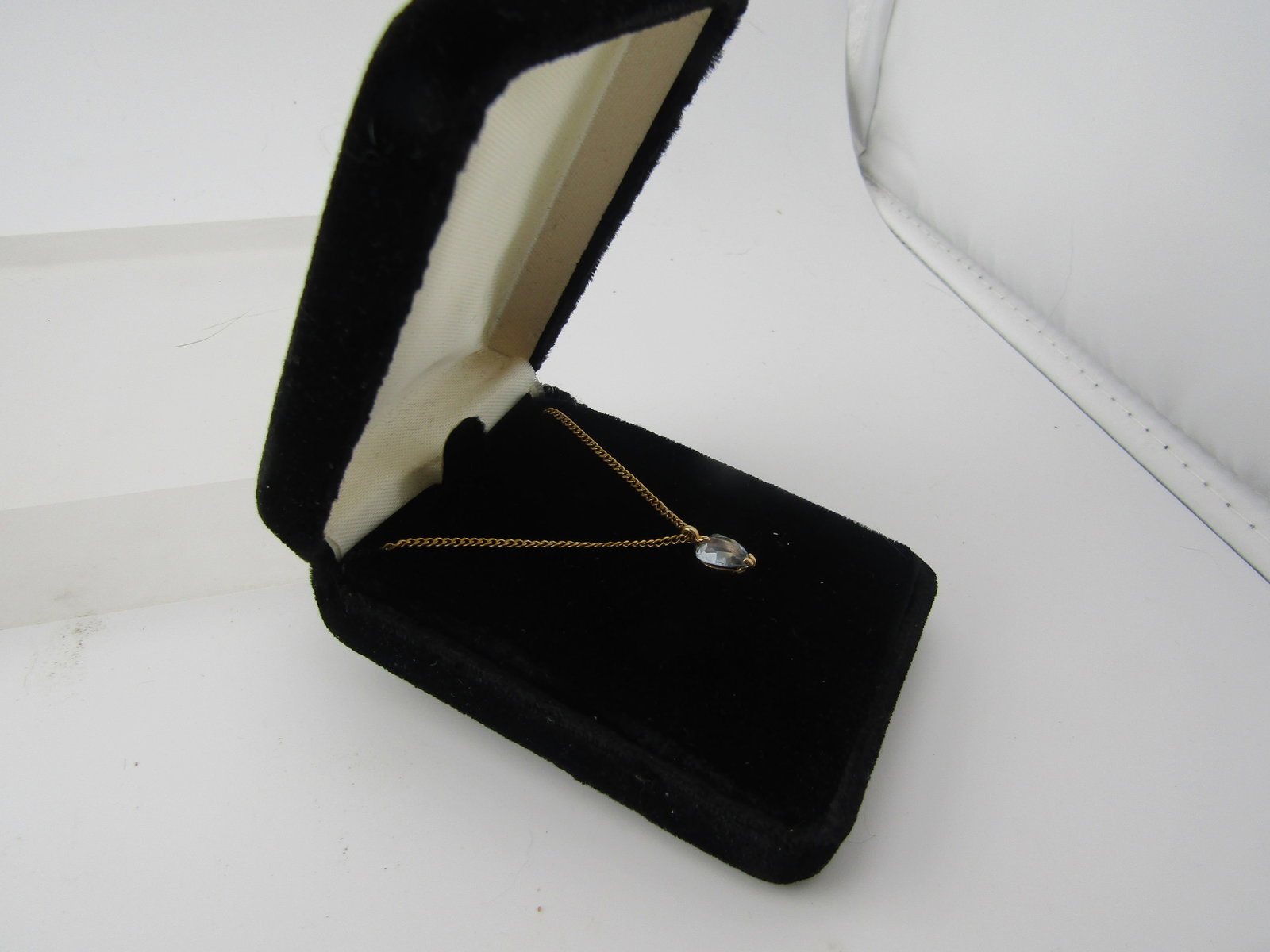 14KT Yellow Gold Blue Topaz Heart Pendant on 18", 1960's-1970's - 3