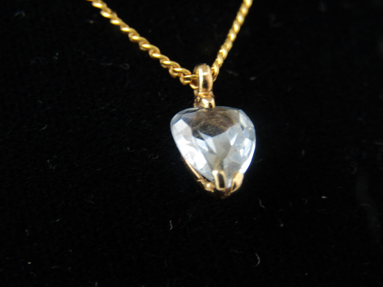 14KT Yellow Gold Blue Topaz Heart Pendant on 18", 1960's-1970's - 5