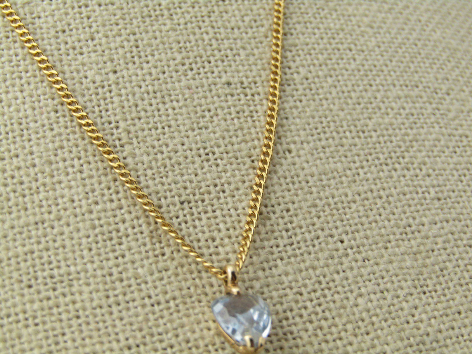 14KT Yellow Gold Blue Topaz Heart Pendant on 18", 1960's-1970's - 8