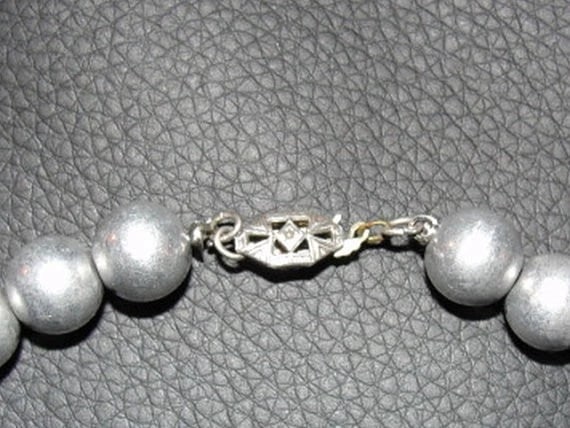 Art Deco Sterling Silver Ball Bead Necklace with Satin Finish - 3