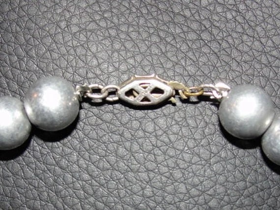 Art Deco Sterling Silver Ball Bead Necklace with Satin Finish - 4