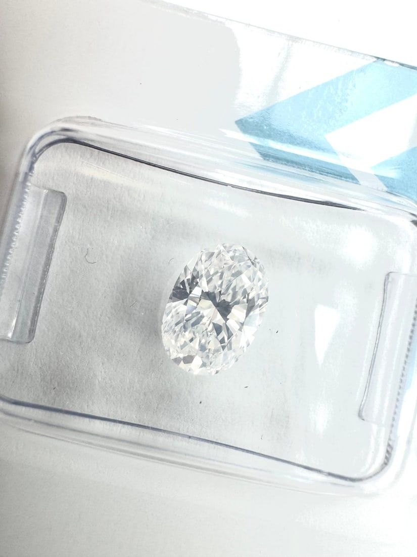 1 pcs Diamond (Natural) - 1.03 ct - Oval - D (colourless) - VS2 - International Gemological (1 of 2)