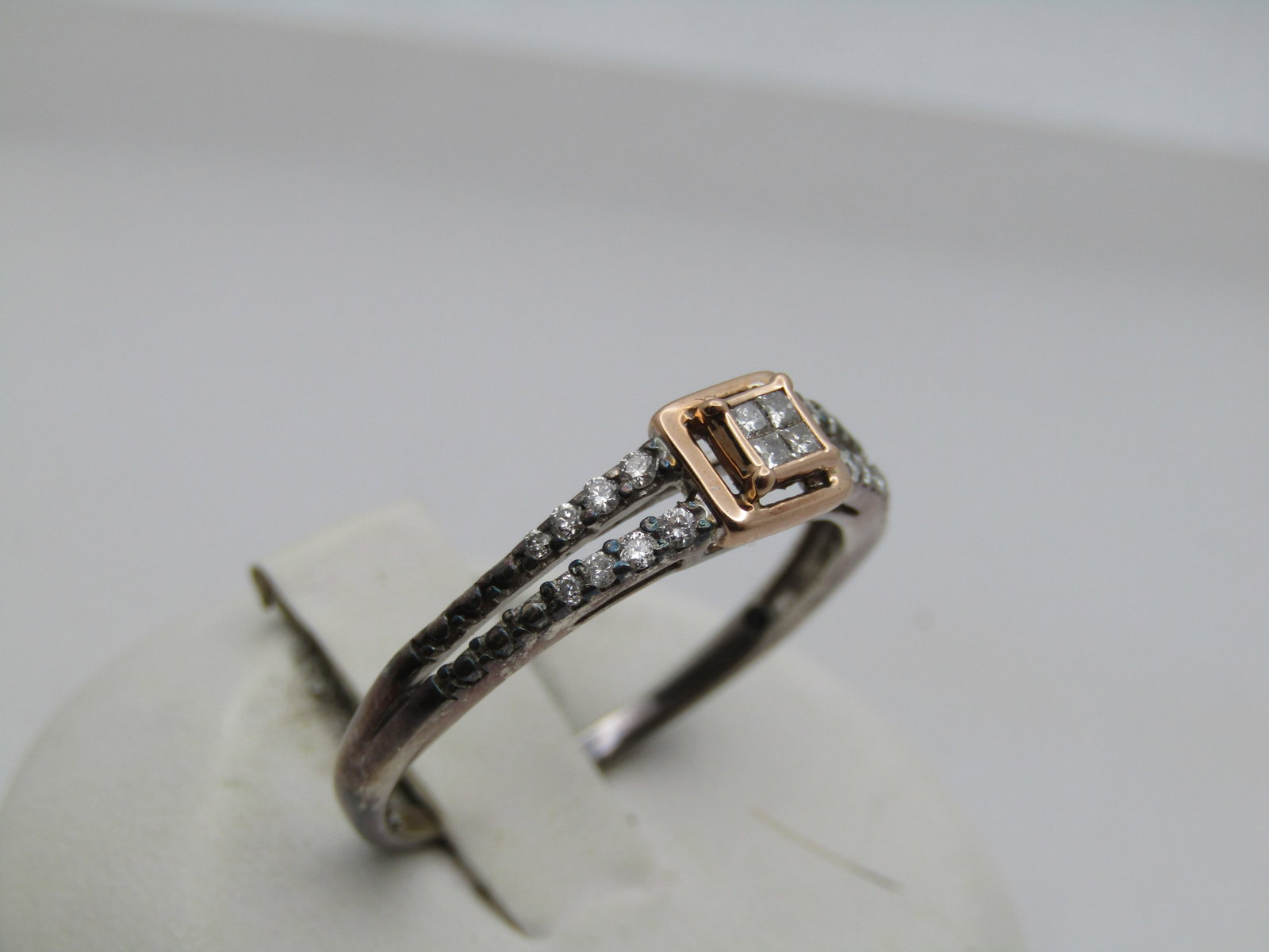 Sterling 10kt Diamond Engagement Ring, .20 TCW Signed IKS, Sz. 9.75 - 2