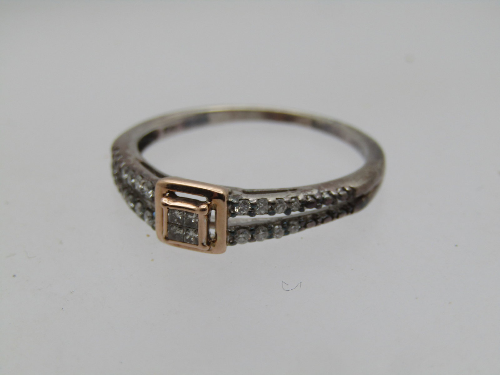 Sterling 10kt Diamond Engagement Ring, .20 TCW Signed IKS, Sz. 9.75 - 4