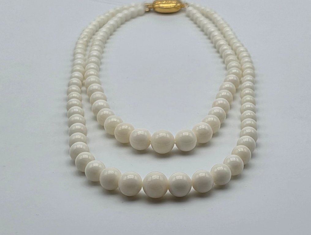 2-strand Misu coral necklace, 5 to 10 mm, with 925 silver clasp - 2