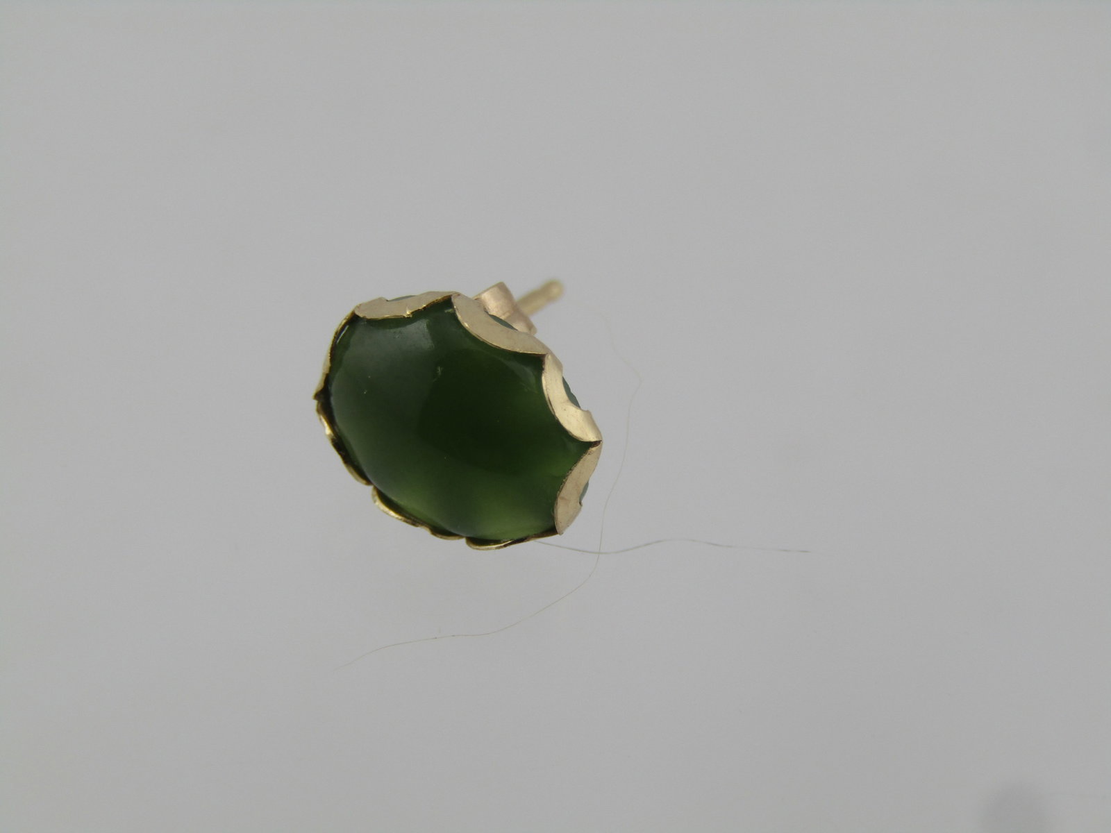 Vintage 14kt Chrysoprase Single Stud Earrings, 1970's - 4