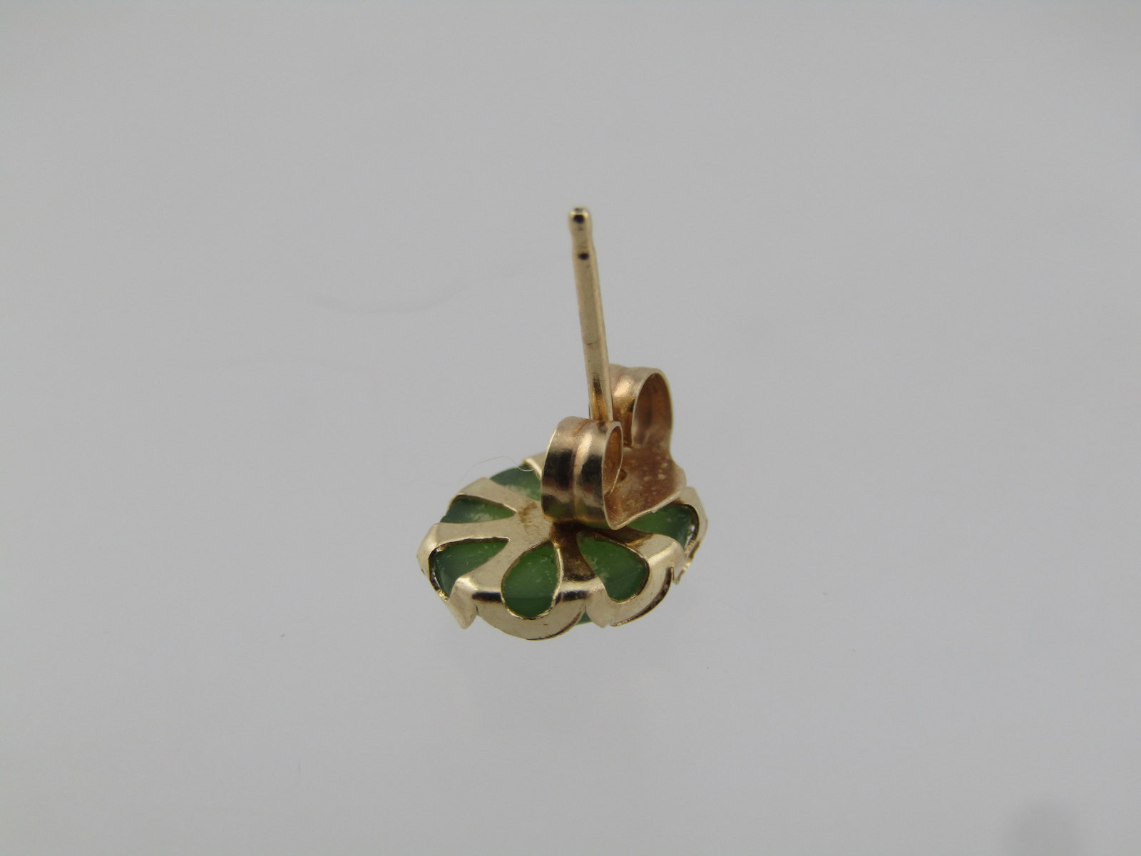 Vintage 14kt Chrysoprase Single Stud Earrings, 1970's - 5