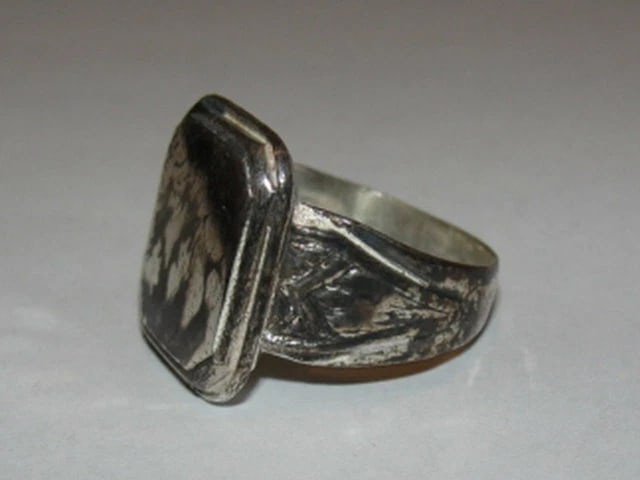 Rectangular Shaped Antiqued Sterling Silver Signet Ring Alberto Juan - 6