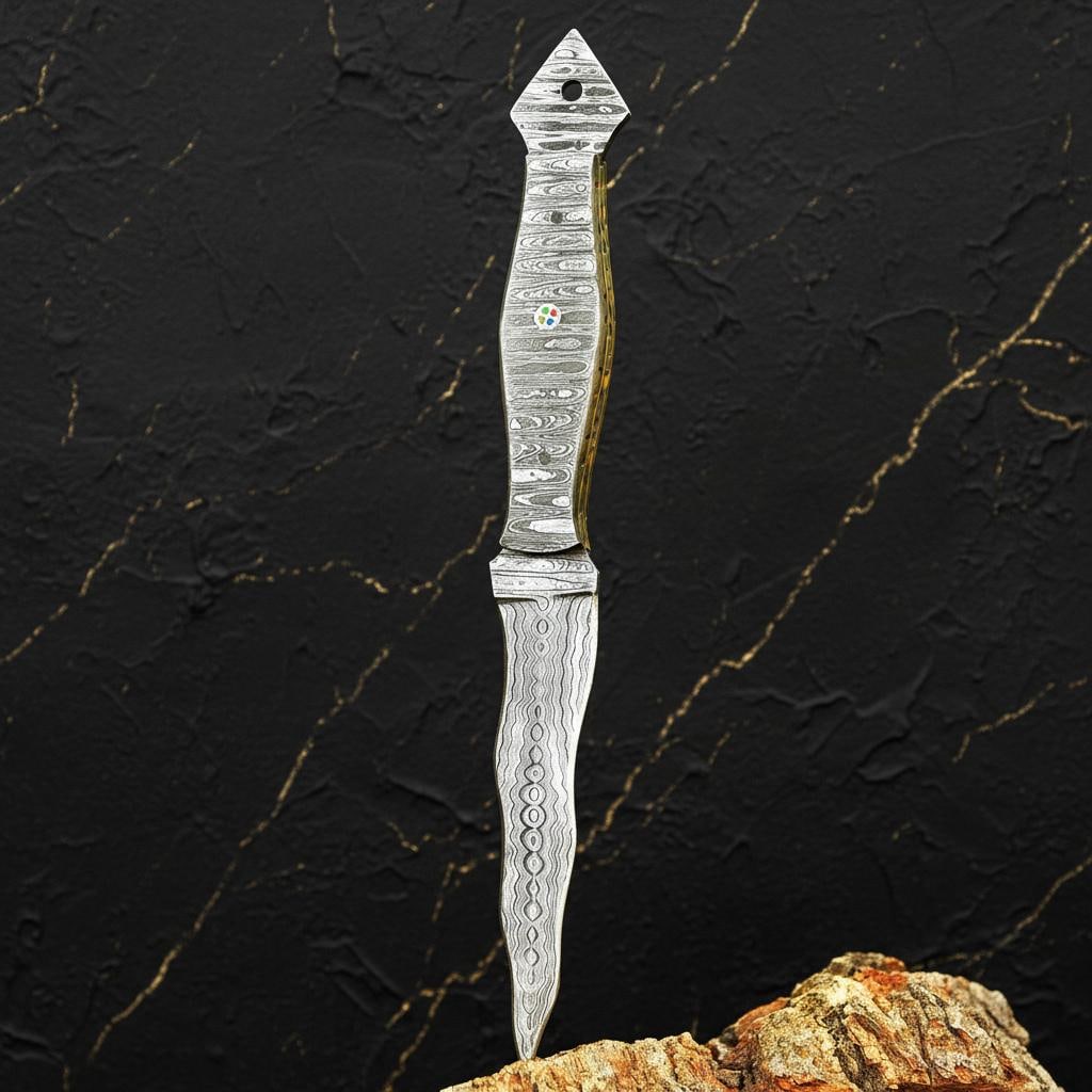 Hand Forged Kris Dagger with 10.5" Twist Pattern Damascus Steel Blade and Sheath - 5