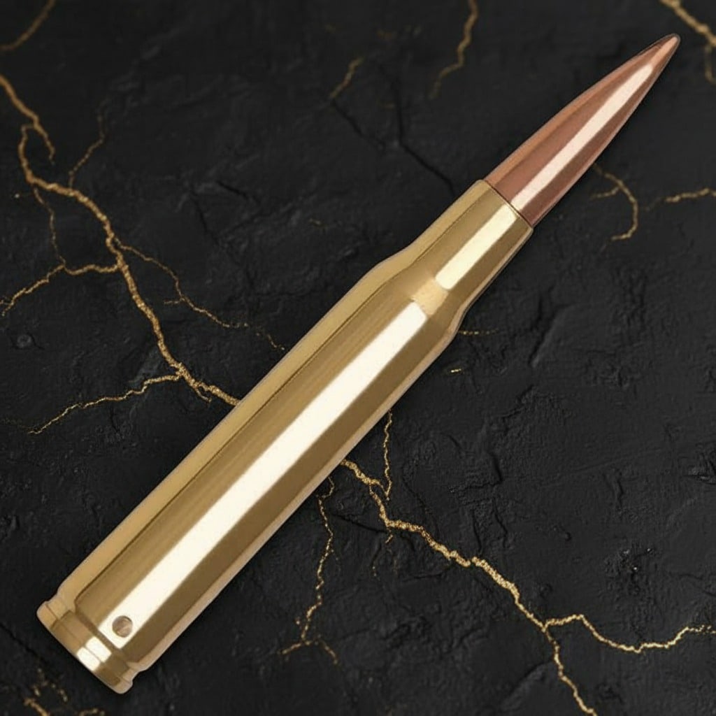 Tactical Folding Knife Brass 50 Caliber Bullet Handle 2nd Amendment Collect - 2