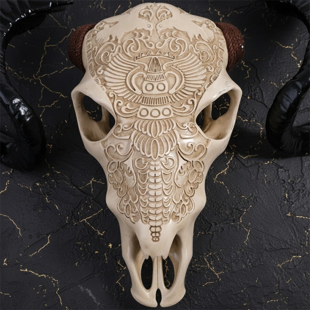 Rustic Steer Cow Skull Wall Decor Corner Mounted Bull Head Ornament - 4
