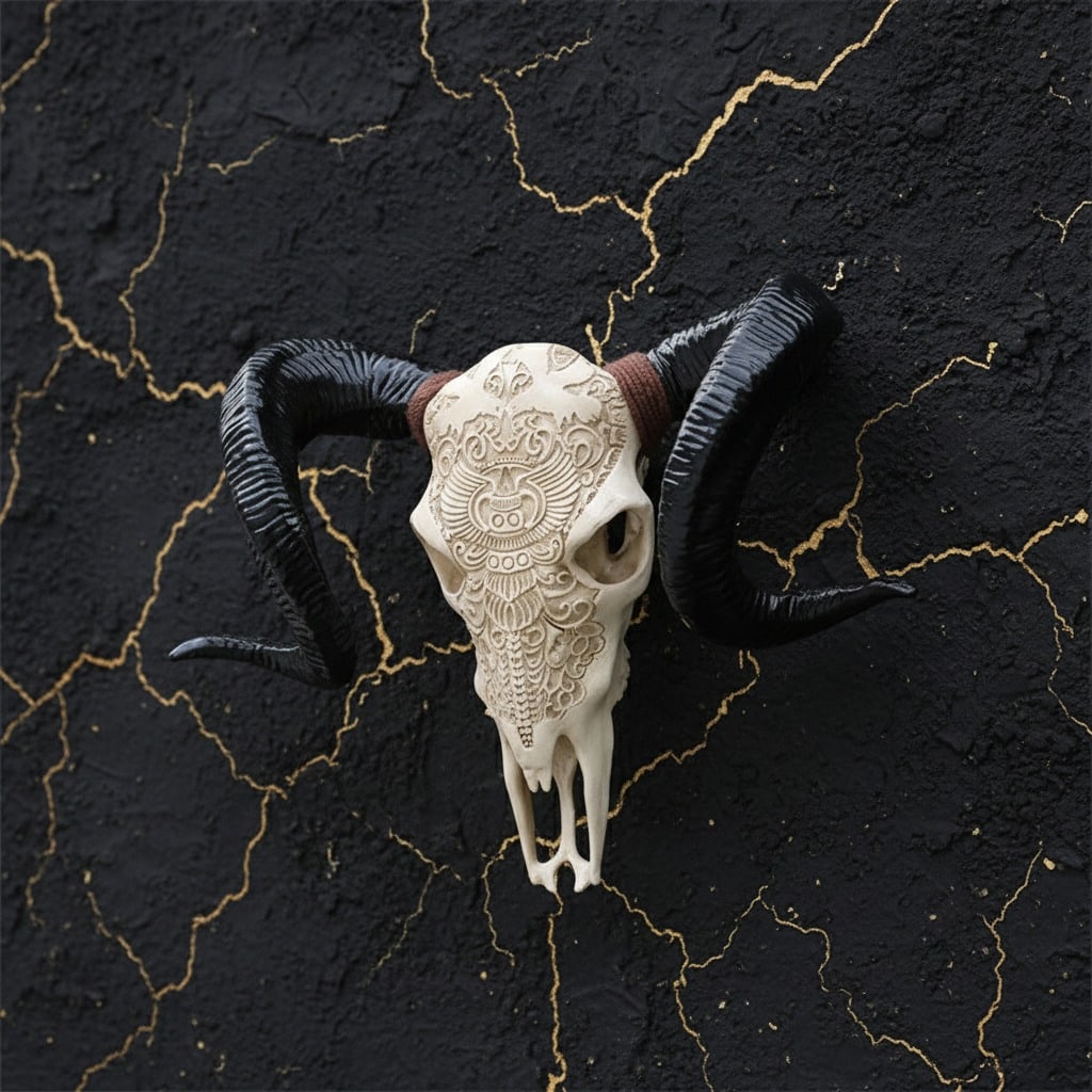 Rustic Steer Cow Skull Wall Decor Corner Mounted Bull Head Ornament - 5