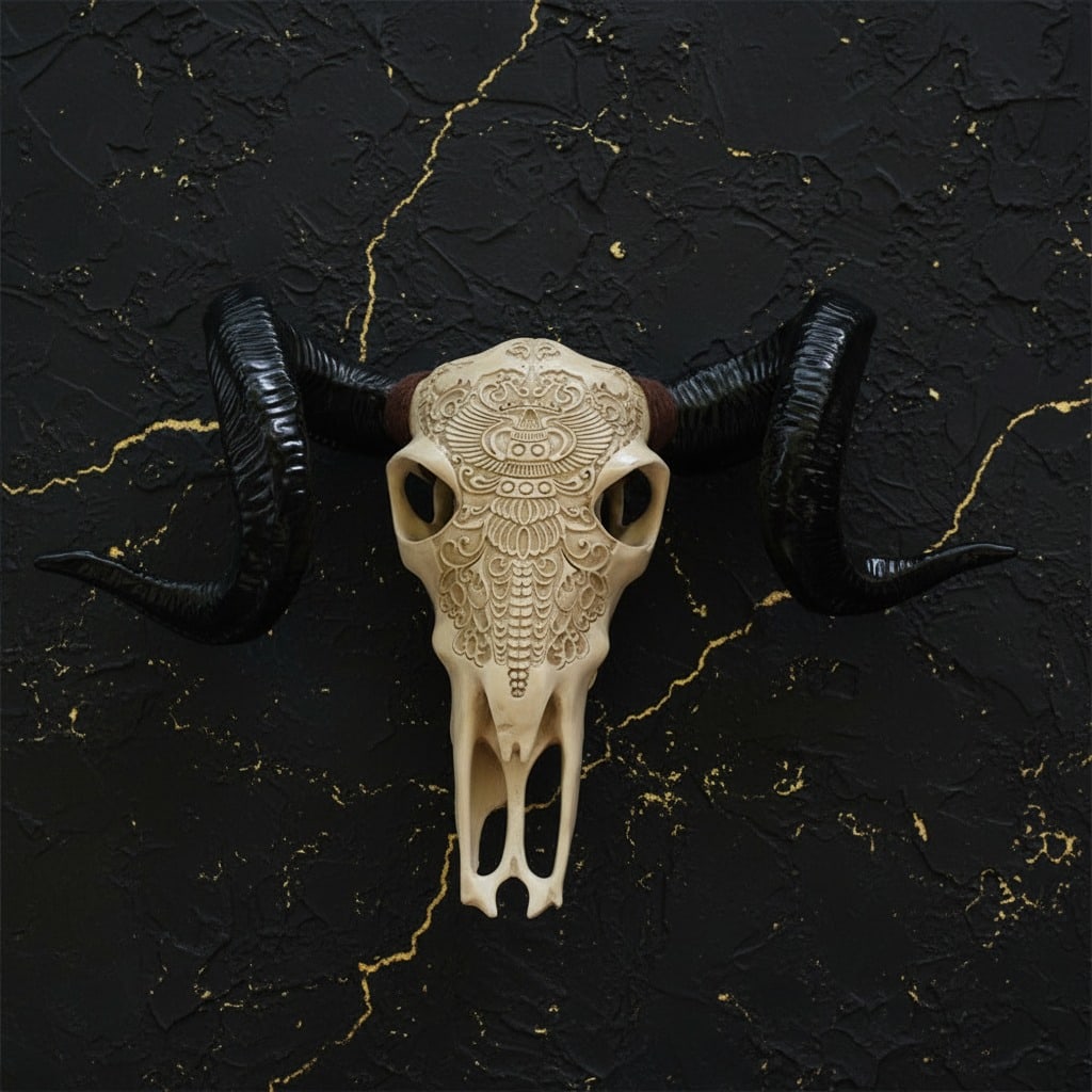 Rustic Steer Cow Skull Wall Decor Corner Mounted Bull Head Ornament - 6