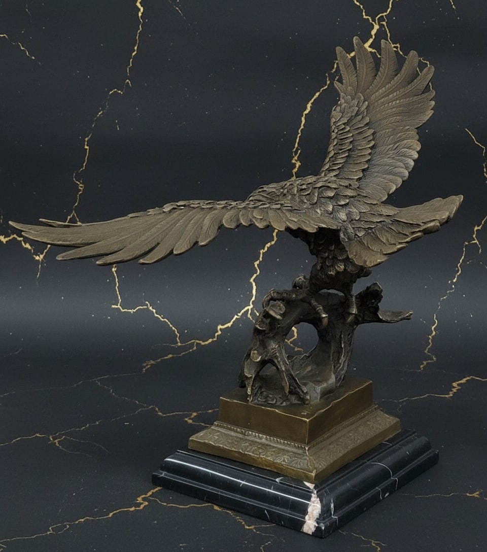 Large 18" Patriotic American Bald Eagle Bronze Metal Statue Art Sculpture - 2