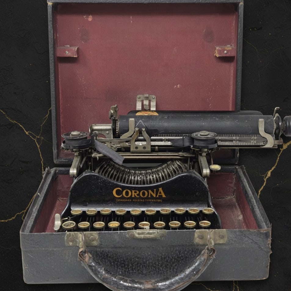 Vintage 1900s Portable Folding Typewriter w/ Case, Working Antique Machine (1 of 11)