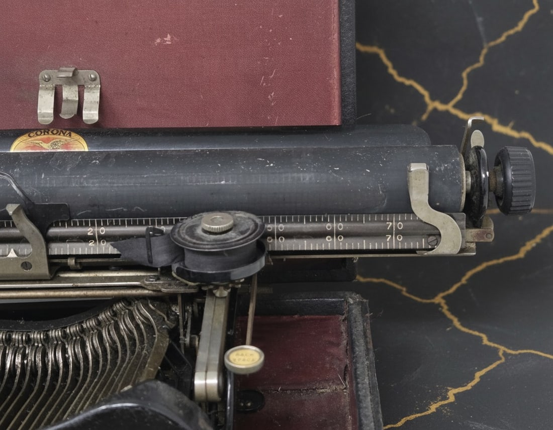 Vintage 1900s Portable Folding Typewriter w/ Case, Working Antique Machine - 6