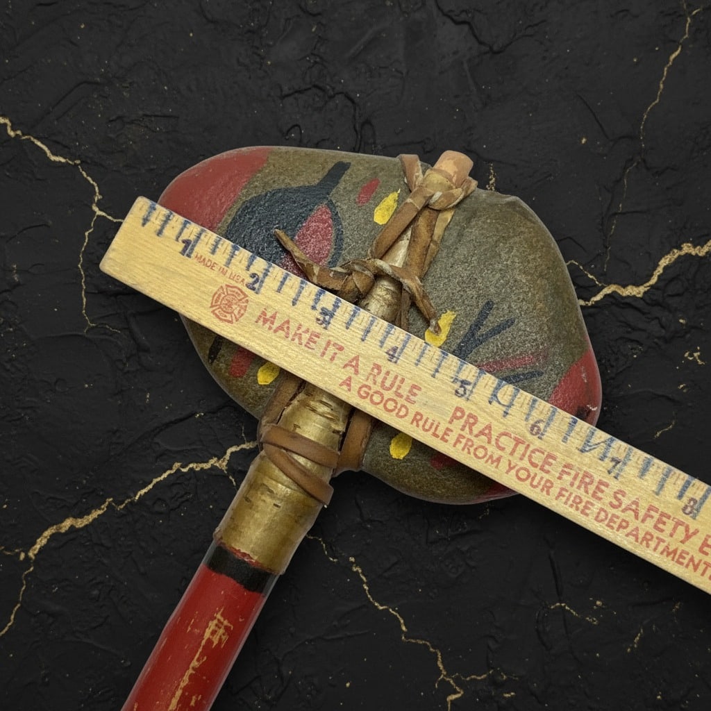 15.75" Handcrafted Stone Head War Club Axe Native American Style Wood Handle - 7