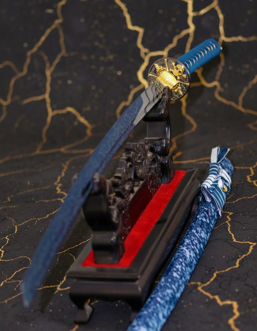 Hand-Forged Carbon Steel Samurai Katana Sharp Functional Skull Design Sword - 12