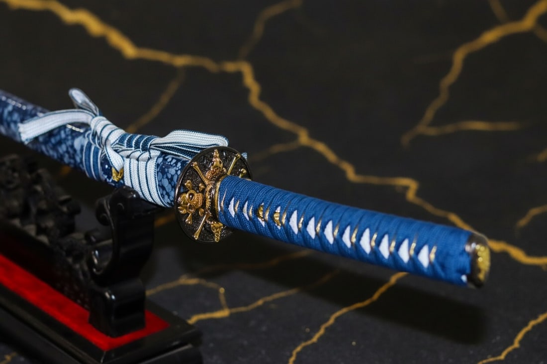 Hand-Forged Carbon Steel Samurai Katana Sharp Functional Skull Design Sword - 6