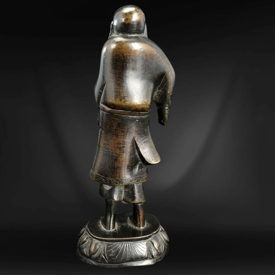 Chinese Ming Bronze Fuxi Figure with Fish - 5