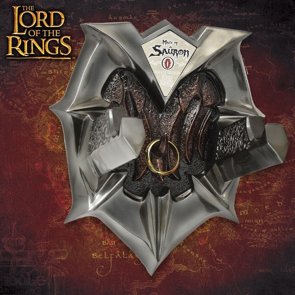 Dark Lord Sauron Mace and Evil Eye Ring Set Fantasy Movie Collectible Banner - 4