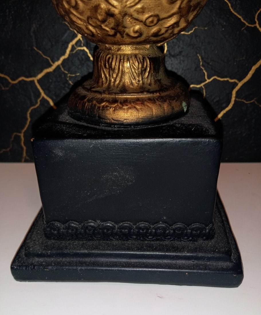 10" Classical Marble Style Pedestal Urn Decorative Vessel Antiquity Decor - 2