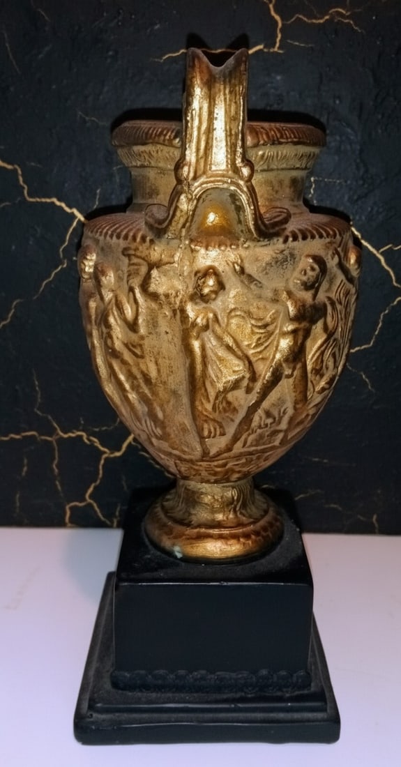 10" Classical Marble Style Pedestal Urn Decorative Vessel Antiquity Decor - 3