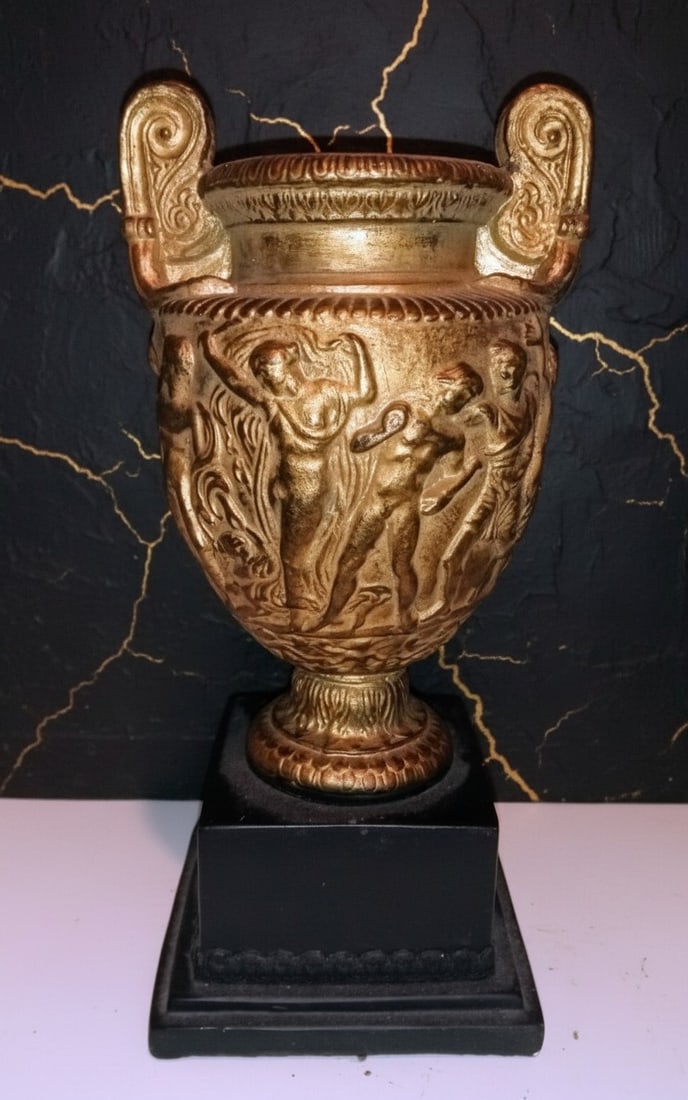 10" Classical Marble Style Pedestal Urn Decorative Vessel Antiquity Decor - 4