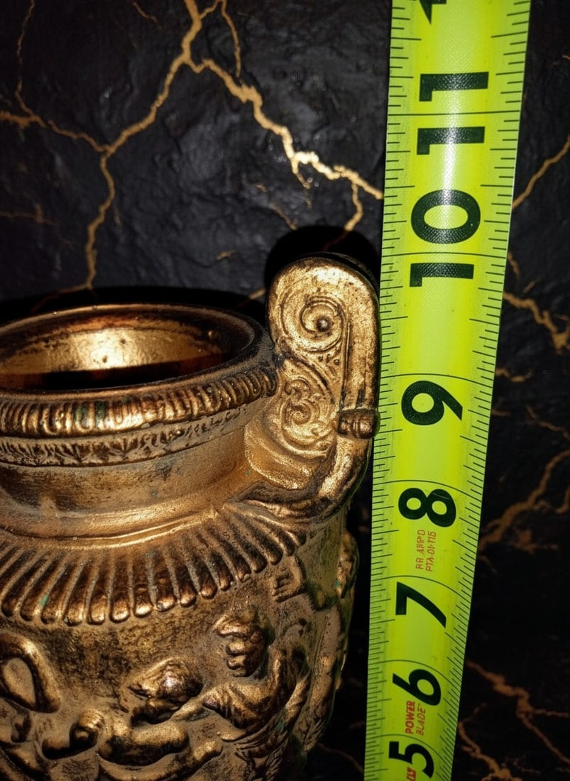 10" Classical Marble Style Pedestal Urn Decorative Vessel Antiquity Decor - 6