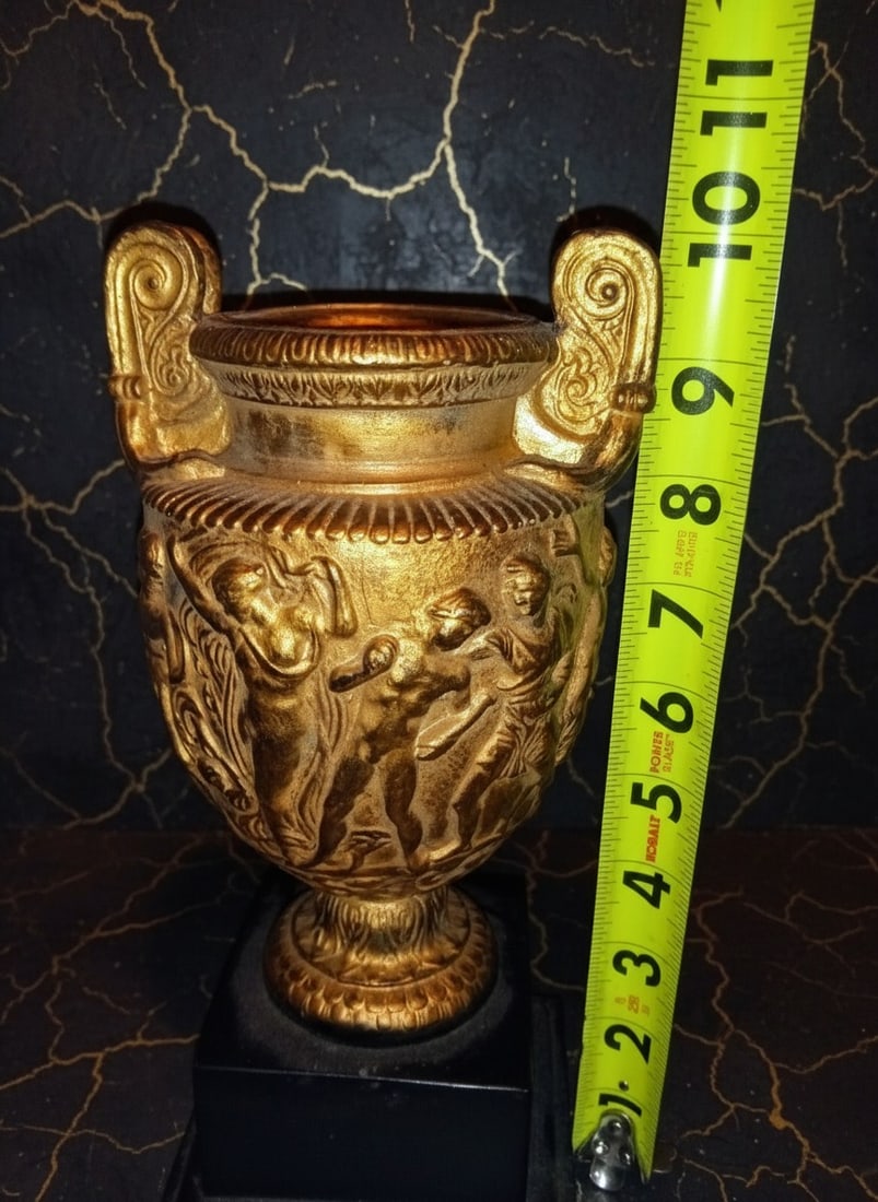 10" Classical Marble Style Pedestal Urn Decorative Vessel Antiquity Decor - 7
