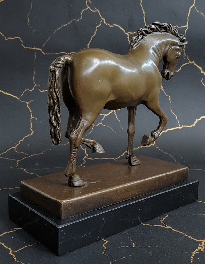 Large Vintage Tang Dynasty Style Bronze Horse Statue Heavy Metal Figurine - 2